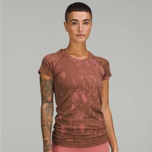 NWOT Lululemon Pink and Brown Swiftly Tech Short Sleeve Shirt 2.0 Size 8